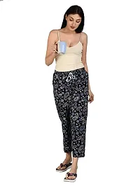 Kisva Navy Blue Printed Pajama/Nightwear/Lounge Wear/Night Pants for Women-thumb4