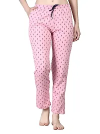 Kisva Women's Pink Cotton Printed Pyjama for Nightwear/Night Pants-thumb1