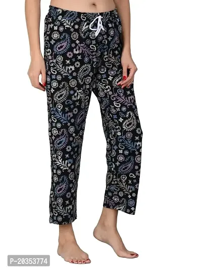 Kisva Printed Multicolour Premium Cotton Pyjama Night Dress Lounge Wear, Night Pants, Night Wear Printed Pyjami for Women and Girls