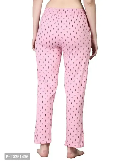 Kisva Women's Pink Cotton Printed Pyjama for Nightwear/Night Pants-thumb5