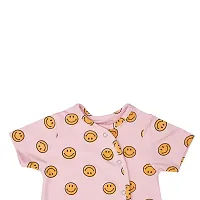 Kisva Unisex Stylish Printed Pink Cotton Dungaree for Baby Boys/Girls-thumb1