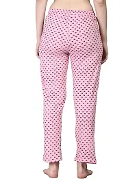 Kisva Women's Cotton Bow Printed Pink Pyjama for Nightwear Wear/Night Pants-thumb4