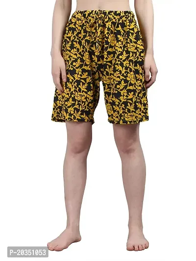 Kisva Women's Super Comfortable Relaxed Fit Printed Shorts, Flower Printed Cotton Shorts/Hot Casual Pants Women (Pack of 2 Combo)-thumb3