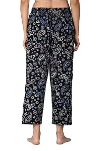 Kisva Navy Blue Printed Pajama/Nightwear/Lounge Wear/Night Pants for Women-thumb3