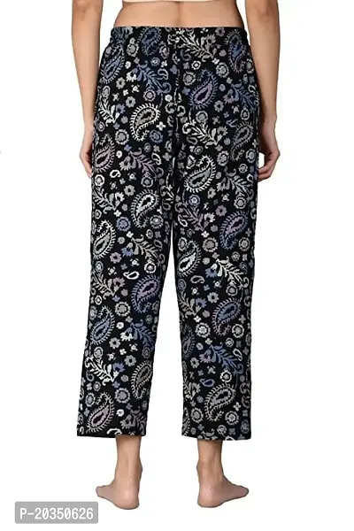 Kisva Navy Blue Printed Pajama/Nightwear/Lounge Wear/Night Pants for Women-thumb4