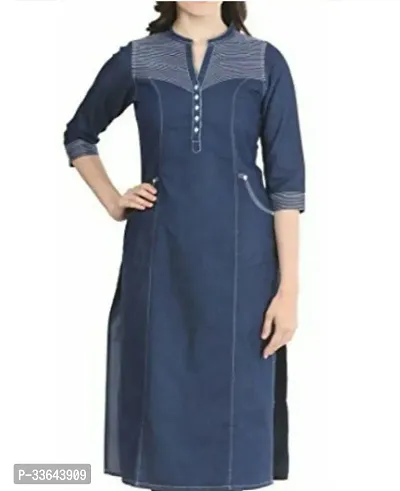 Stylish Blue Denim Kurta For Women-thumb0