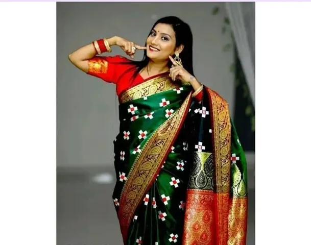 Sambalpuri Satin Silk Embroidered Sarees with Blouse piece