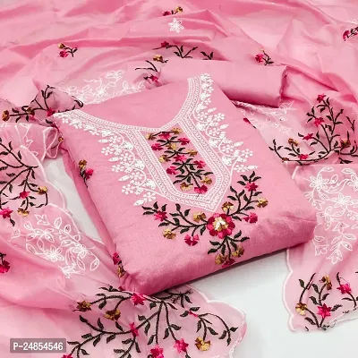Pink Embroidered Unstitched Dress Material