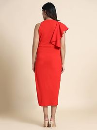Stylish Fancy Red Lycra Solid Bodycon Dress For Women-thumb1