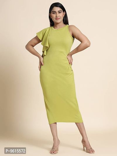 Stylish Fancy Olive Lycra Solid Bodycon Dress For Women