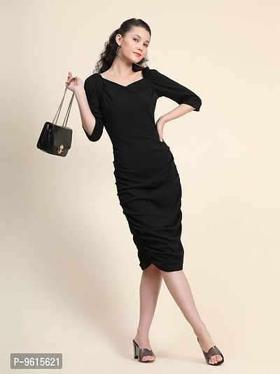 Stylish Fancy Black Lycra Solid Bodycon Dress For Women-thumb0