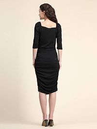 Stylish Fancy Black Lycra Solid Bodycon Dress For Women-thumb1