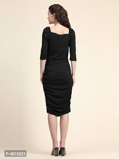 Stylish Fancy Black Lycra Solid Bodycon Dress For Women-thumb2