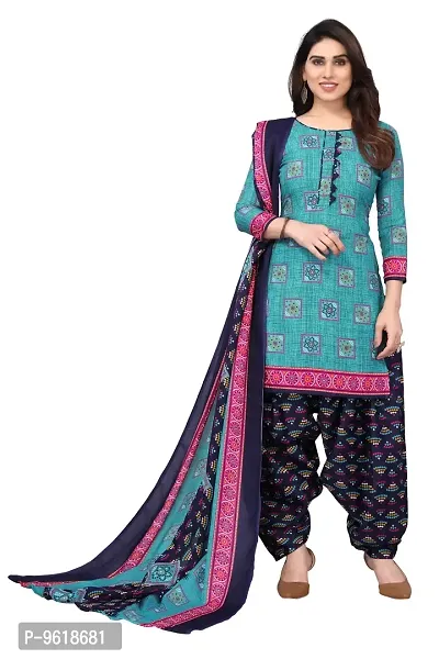 Stylish Fancy Cotton Printed Unstitched Dress Material Top With Bottom And Dupatta Set For Women