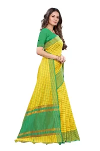 Pandadi Saree Women's Woven Cotton Blend Saree With Blouse Piece (94PS4_Yellow-green)-thumb2