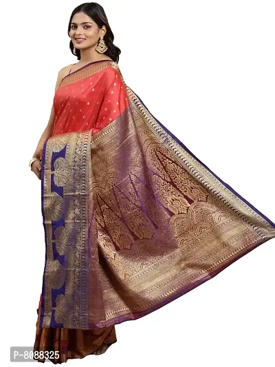 Pandadi Saree Women's Banarasi Silk Saree With Blouse Piece (370PS1_Peach)-thumb0