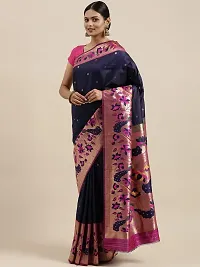 Pandadi Saree Women's Paithani Paithani Silk Saree with Blouse Piece (287PS8_Navy Blue)-thumb3