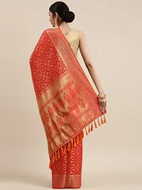 Pandadi Saree Women's Banarasi Silk Patola Saree With Blouse Piece (Red)-thumb2