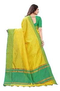 Pandadi Saree Women's Woven Cotton Blend Saree With Blouse Piece (94PS4_Yellow-green)-thumb3