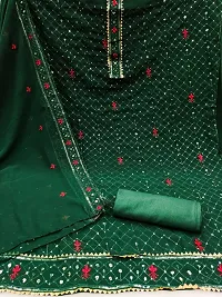 Green Georgette Sequance Work  Unstitched Dress Material-thumb3