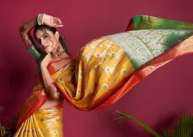 Womens Soft Kanjivaram Silk Blend Saree With Blouse Piece-thumb1