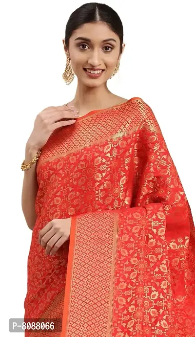 Pandadi Saree Women's Banarasi Silk Patola Saree With Blouse Piece (Red)-thumb0