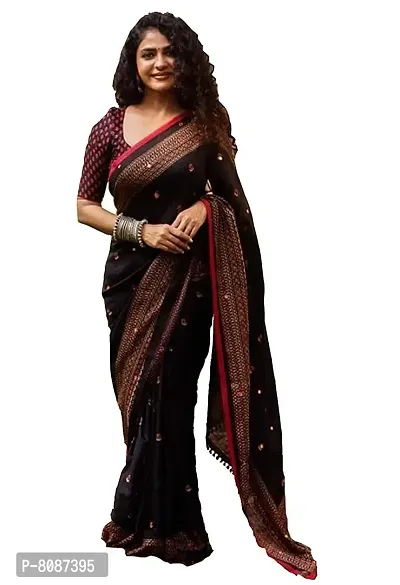 Pandadi Saree Women's Jute Silk Saree With Blouse Piece