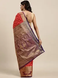 Pandadi Saree Women's Banarasi Silk Saree With Blouse Piece (370PS1_Peach)-thumb2