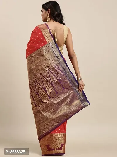 Pandadi Saree Women's Banarasi Silk Saree With Blouse Piece (370PS1_Peach)-thumb3