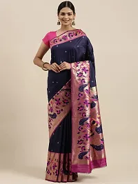 Pandadi Saree Women's Paithani Paithani Silk Saree with Blouse Piece (287PS8_Navy Blue)-thumb1