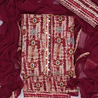 Maroon Foil Printed Unstitched Dress Material-thumb3