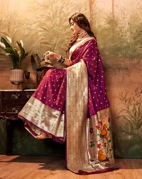 Women's Paithani Silk Zari Weaving Saree With Unstitched Blouse Piece-thumb1