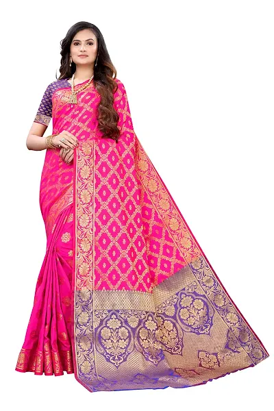 Glamorous Silk Blend Saree with Blouse piece 