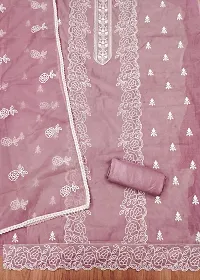 Pink Chanderi Embroidery Work Unstitched Dress Material-thumb2