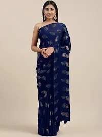 Pandadi Saree Women's Satin Pure Georgette Saree With Blouse Piece (21PS8_Navy Blue)-thumb1