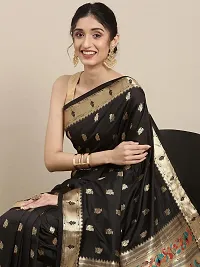Pandadi Saree Women's Paithani Paithani Silk Saree With Blouse Piece (380PS5_Black)-thumb3