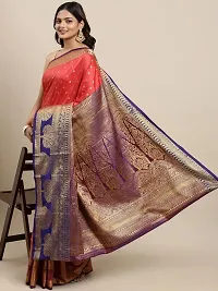 Pandadi Saree Women's Banarasi Silk Saree With Blouse Piece (370PS1_Peach)-thumb1