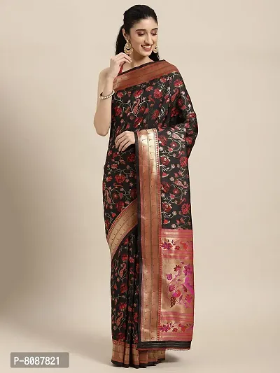 Pandadi Saree Women's Paithani Silk Saree With Unstitched Blouse Piece-thumb4