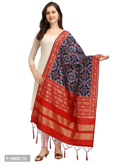 Pandadi Women's Woven Silk Blend Patola ikkat Dupatta/Chunni, Width 45 Inch, Length 2.5 Meter-thumb0