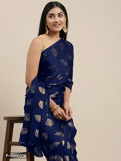 Pandadi Saree Women's Satin Pure Georgette Saree With Blouse Piece (21PS8_Navy Blue)-thumb5