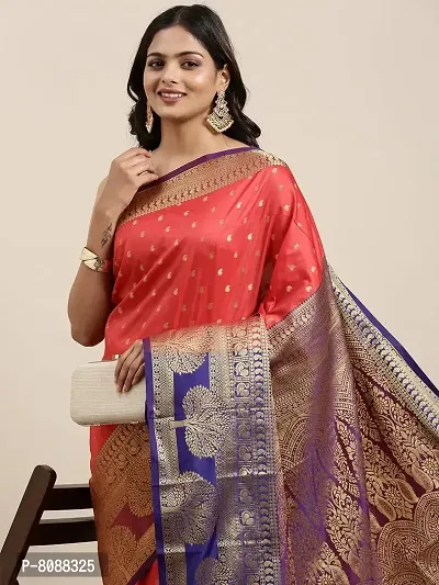 Pandadi Saree Women's Banarasi Silk Saree With Blouse Piece (370PS1_Peach)-thumb4