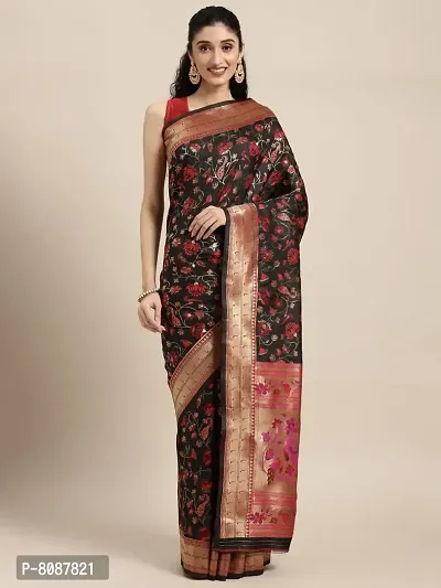 Pandadi Saree Women's Paithani Silk Saree With Unstitched Blouse Piece-thumb2