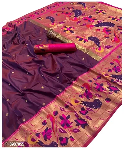 Purple Silk Blend With Blouse Piece Sarees For Women