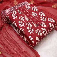 Shimmering Summer Radiance: Indo Foil Print with Heavy Work Dupatta and Sequence Tie-thumb1