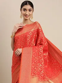 Pandadi Saree Women's Banarasi Silk Patola Saree With Blouse Piece (Red)-thumb3