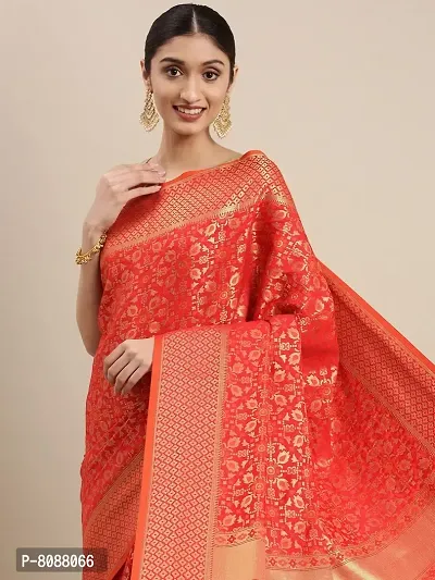 Pandadi Saree Women's Banarasi Silk Patola Saree With Blouse Piece (Red)-thumb4