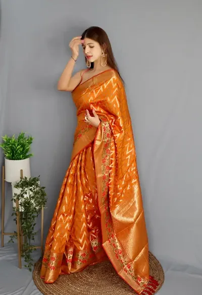Pure Banarasi Silk Sarees With Blouse Piece