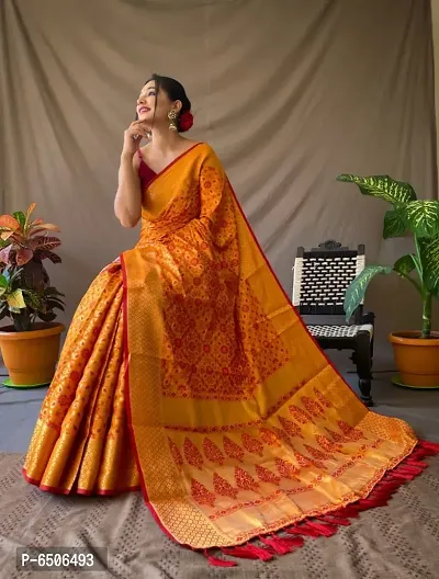 Banarasi Patola Silk Saree With Unstitched Blouse Piece-thumb0