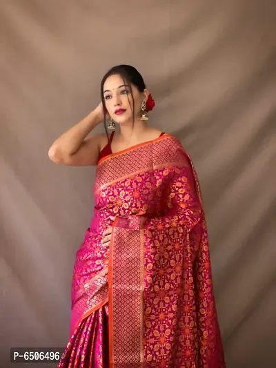 Illusion Pink and Red Banarasi Patola Saree – MySilkLove