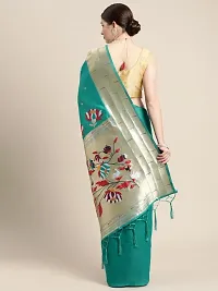 Womens Paithani Silk Saree With Unstitched Blouse Piece-thumb1